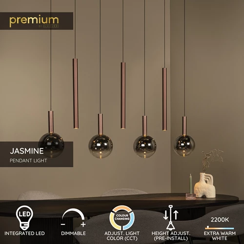 Lucide JASMINE - Pendant light - LED Dim. - CCT - 7x4W 2200K/3300K - Copper | Premium - USP